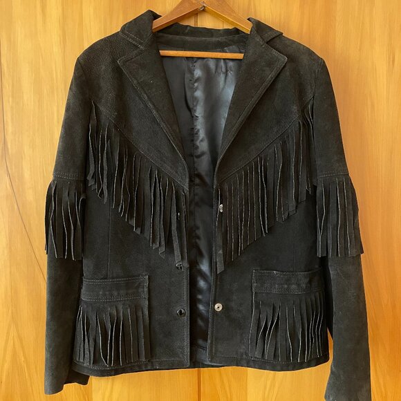 Fringed Black Leather Jacket - Picture 1 of 6